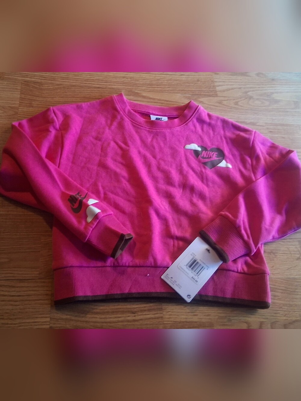 NIKE NWT girls bright Pink Sweatshirt, Sz 4, 5, 6, 6X. MSRP $42